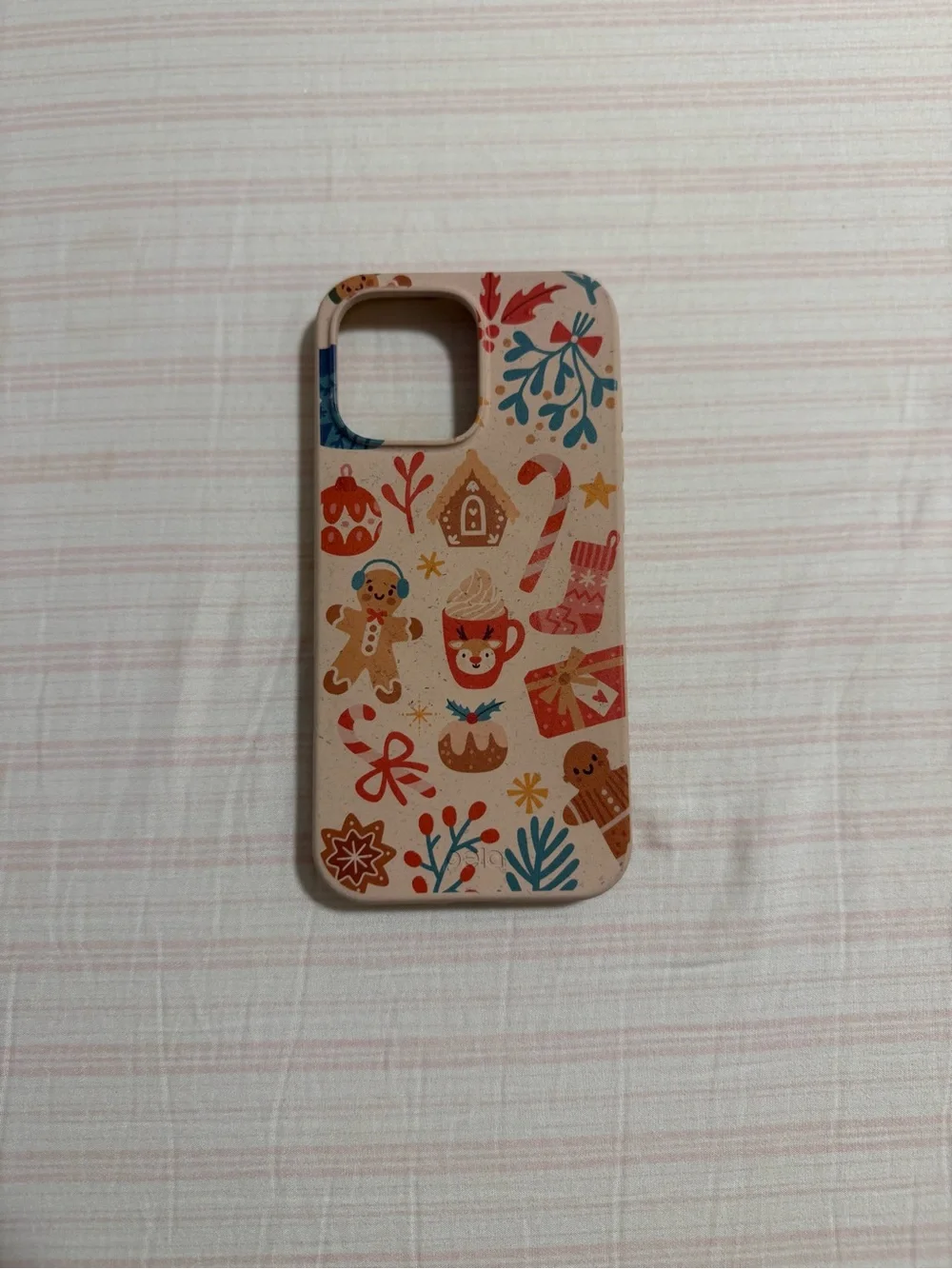 Festive Beige Holiday Pattern Phone Case - Cute Seasonal Print